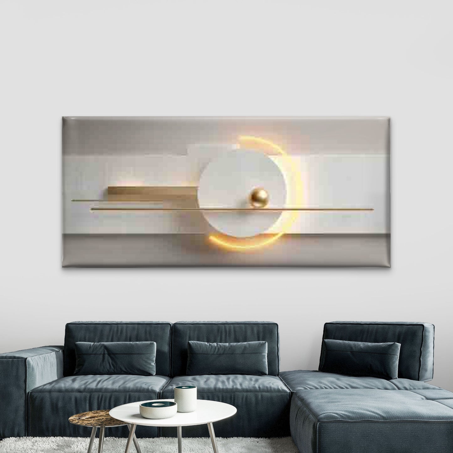 Golden Accent & Golden Abstract Wall Art Canvas Office Home Room Framed 120x60cm