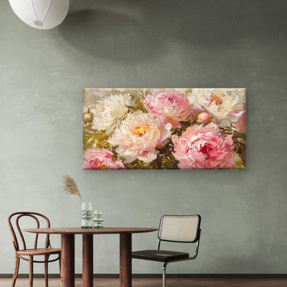 Pink Peony Flower Shabby Art Wall Art Canvas Office Home Room Framed 120x60cm