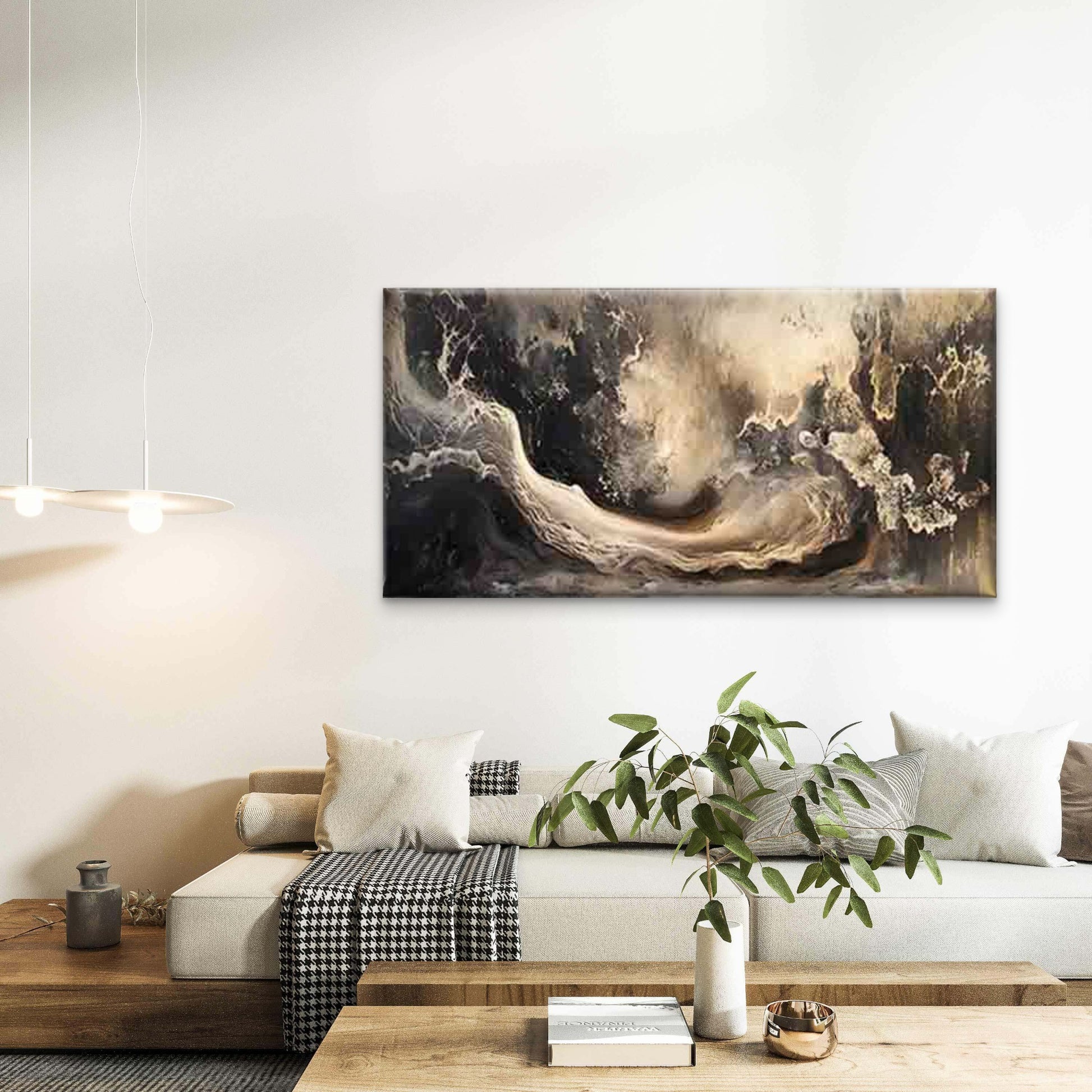 Pattern of Surging Ocean Waves Wall Art Canvas Office Home Room Framed 120x60cm - Bella Home Decor