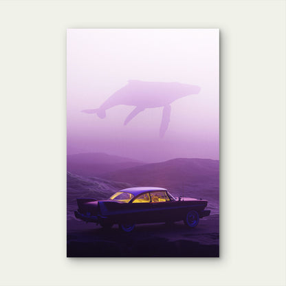 Plymouth Fury And A Whale In A Surreal Landscape 60x90cm Metal Print Ready to Hang