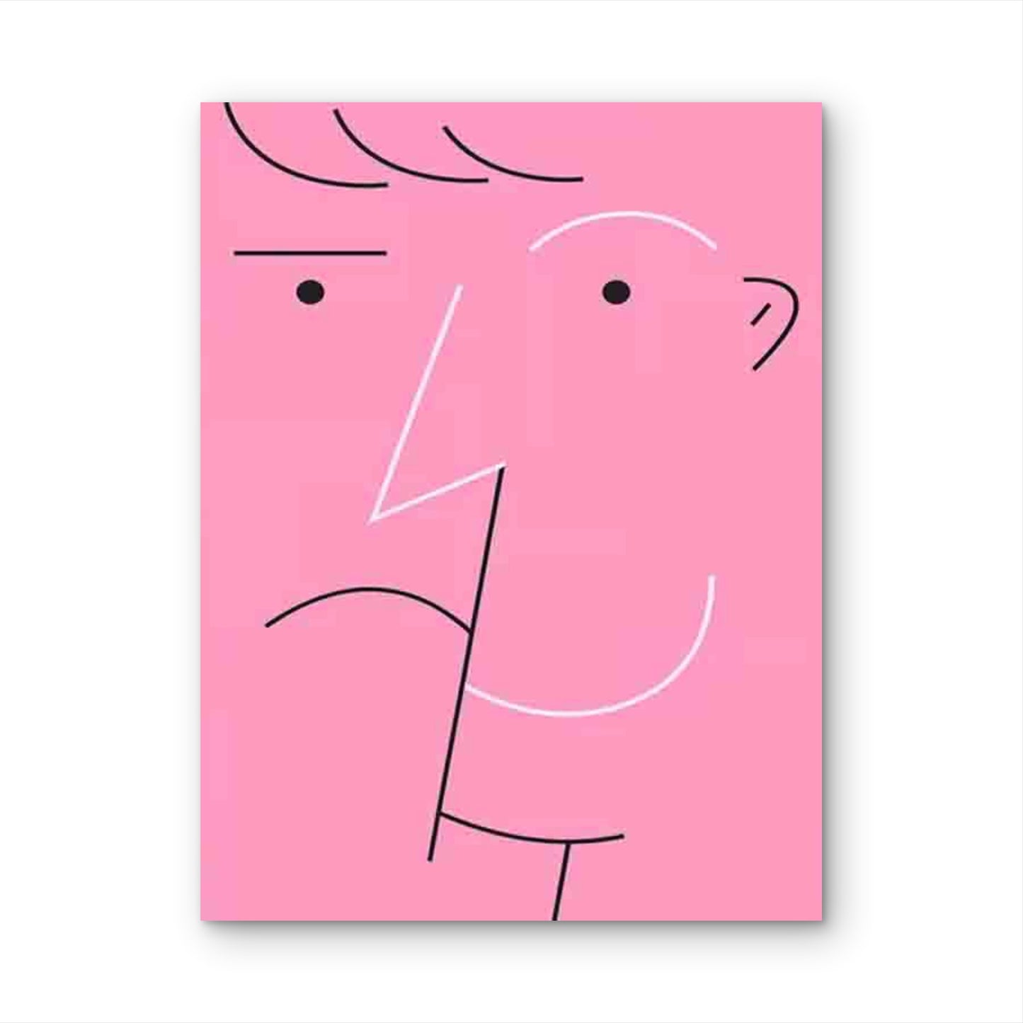 Abstract Pink Face 60x90cm Metal Print Ready to Hang - Bella Home Decor