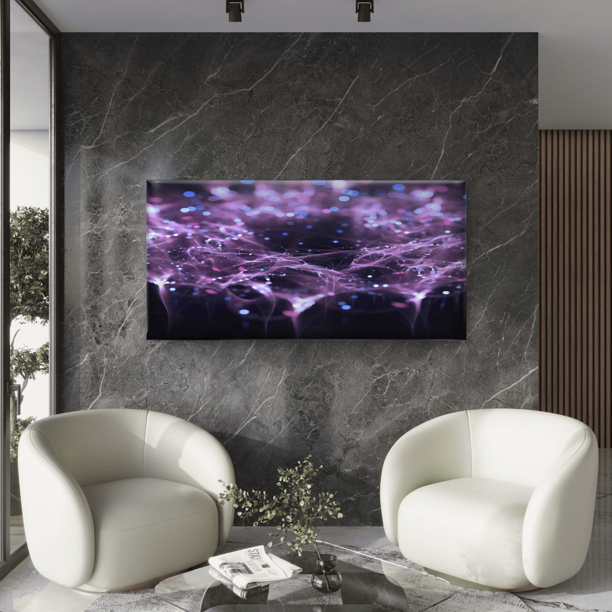 Neural Network Illustration Wall Art Canvas Office Home Room Framed 120x60cm - Bella Home Decor