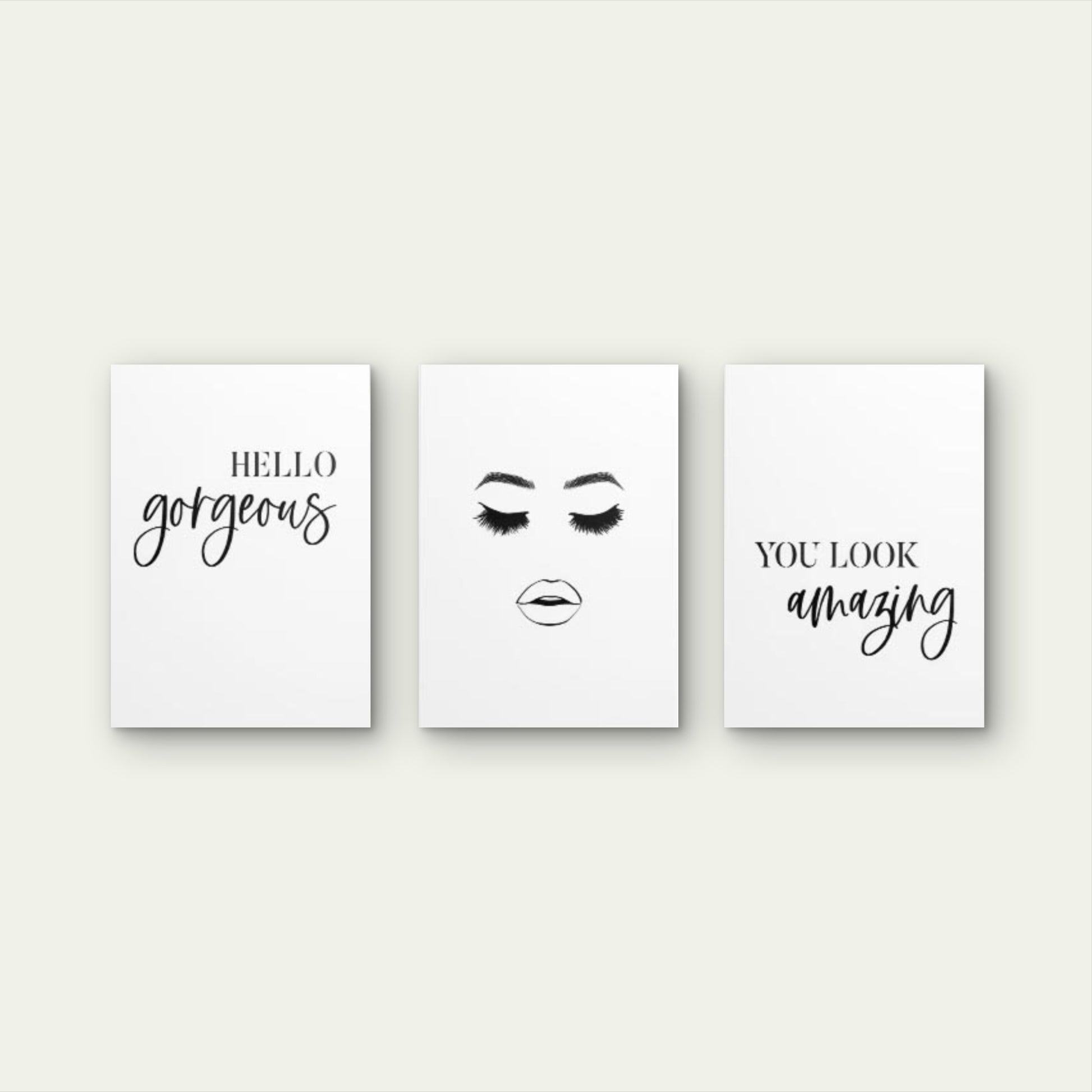 3pcs Black White Typography Eyelashes Lips Wall Art Set Canvas Framed 40x60cm - High Quality Print 100% Australian Made Wall Canvas Ready to Hang - Bella Home Decor