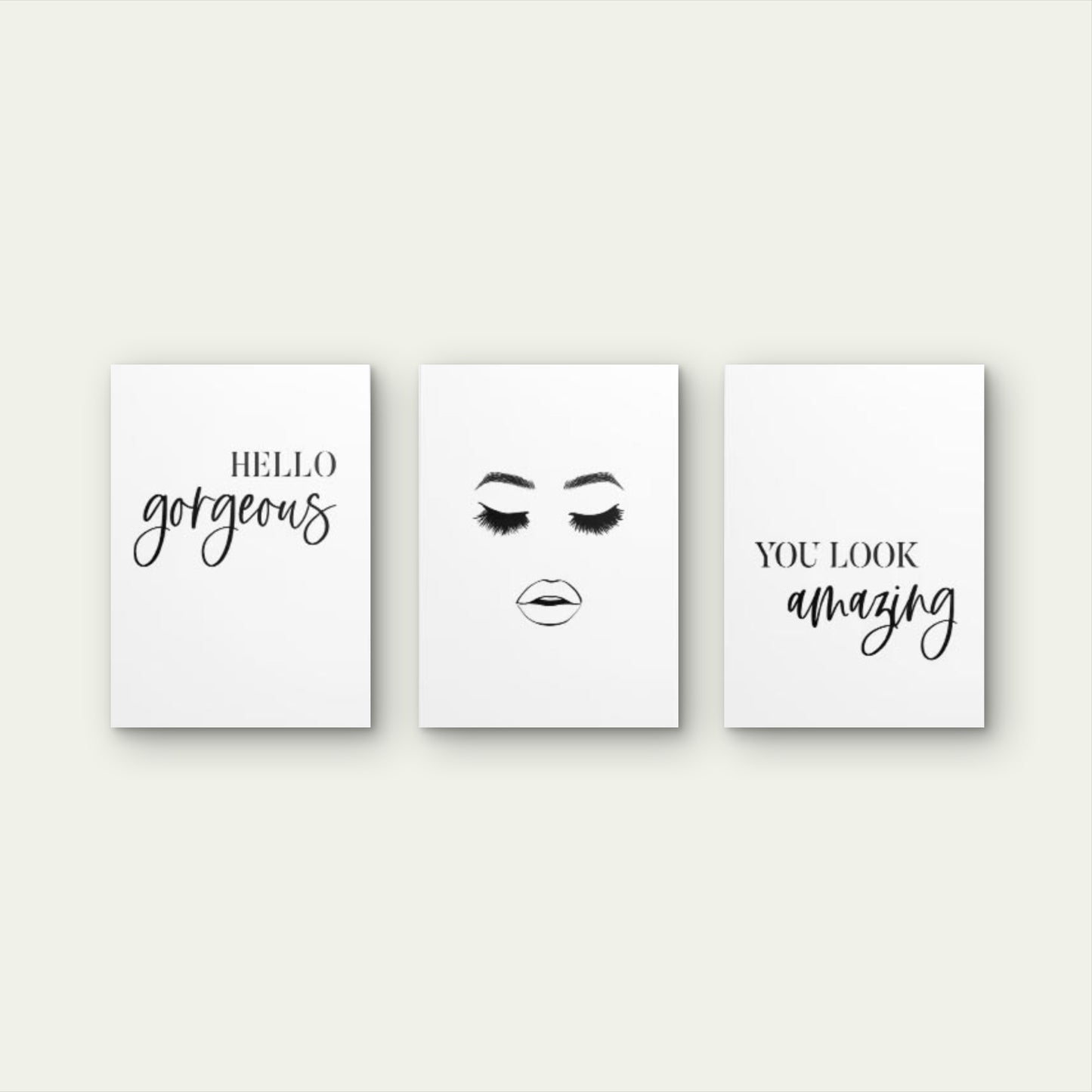 3pcs Black White Typography Eyelashes Lips Wall Art Set Canvas Framed 60x90cm - High Quality Print 100% Australian Made Wall Canvas Ready to Hang - Bella Home Decor