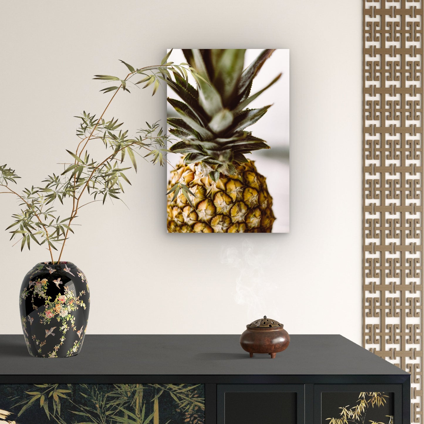 Close Up Of A Pineapple 60x90cm Metal Print Ready to Hang