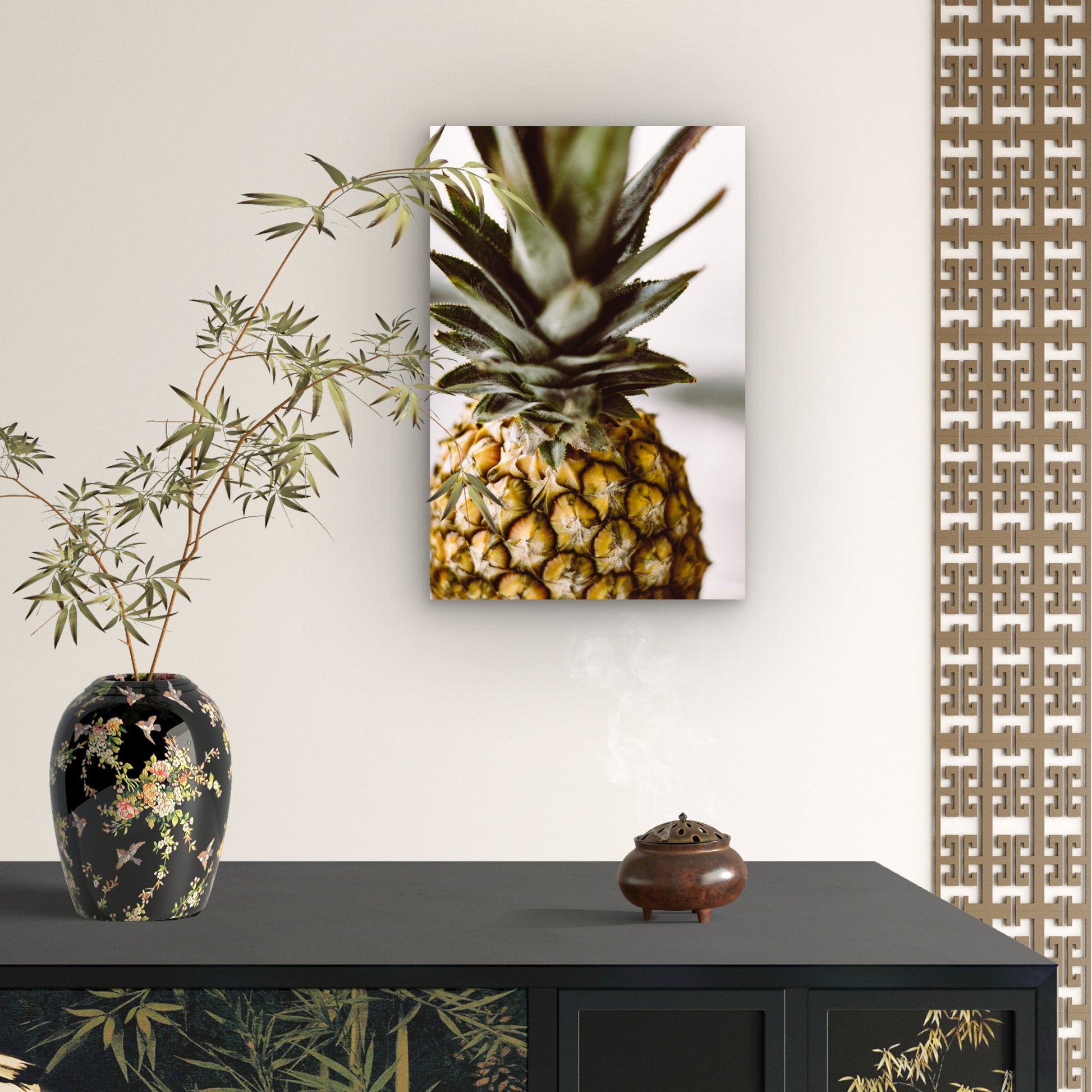 Close Up Of A Pineapple 60x90cm Metal Print Ready to Hang