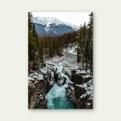 River Middle Mesmerizing Mountainous Scenery 40x60cm Metal Print Ready to Hang