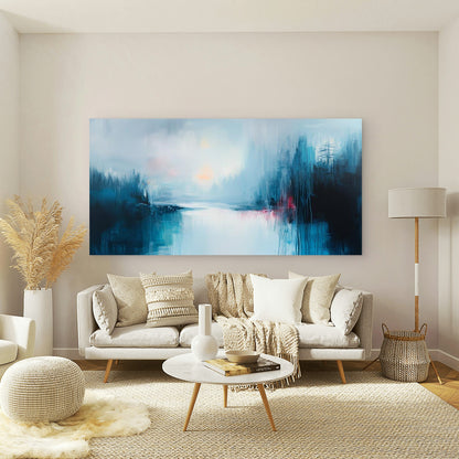 Blue Abstract Painting Wall Art Canvas Office Home Room Framed 120x60cm - Bella Home Decor