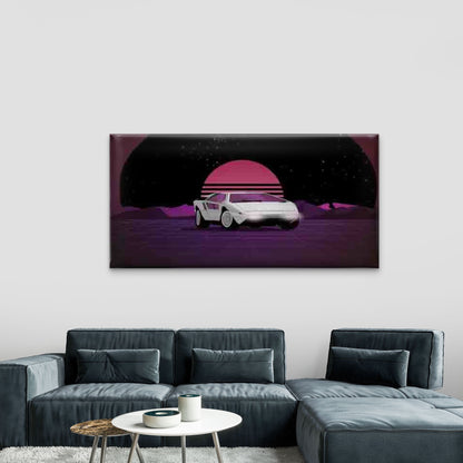 Retro Futuristic Sports Car Wall Art Canvas Office Home Room Framed 120x60cm - Bella Home Decor