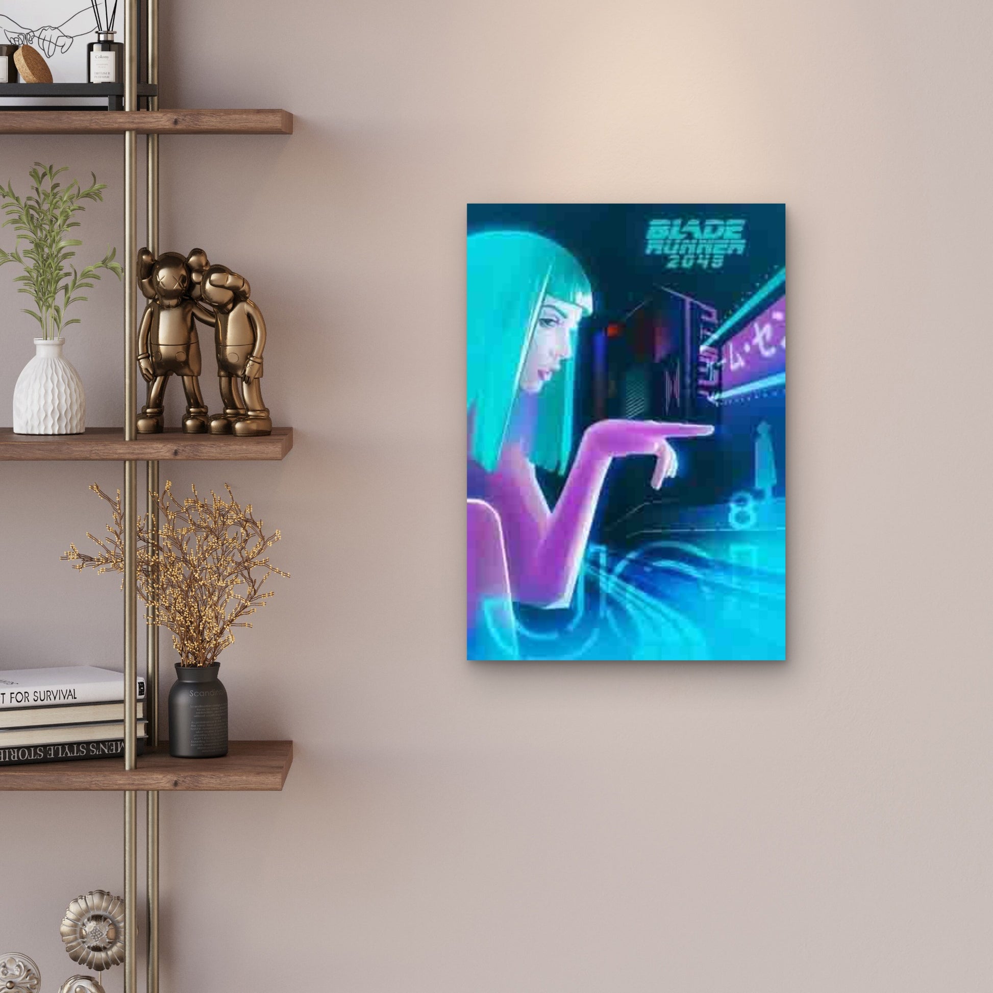 Futuristic Neon Signs, Rain-Soaked Cityscape Metal Print Ready to Hang - Bella Home Decor