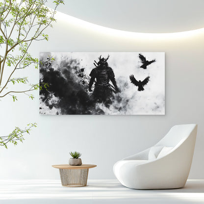 Warrior's Soul And Black Birds Wall Art Canvas Office Home Room Framed 120x60cm