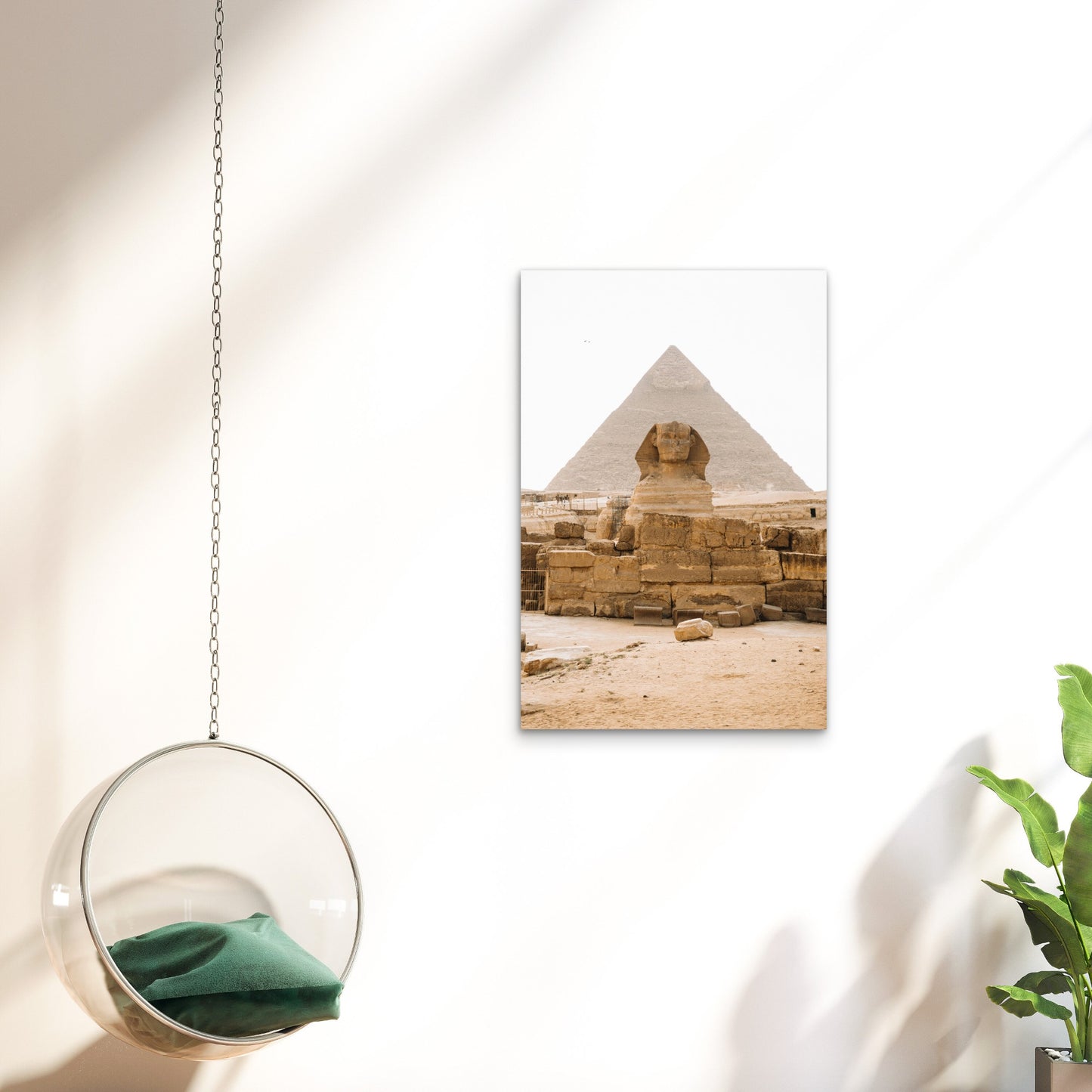 Great Sphinx of Giza with the Great Pyramid 60x90cm Metal Print Ready to Hang