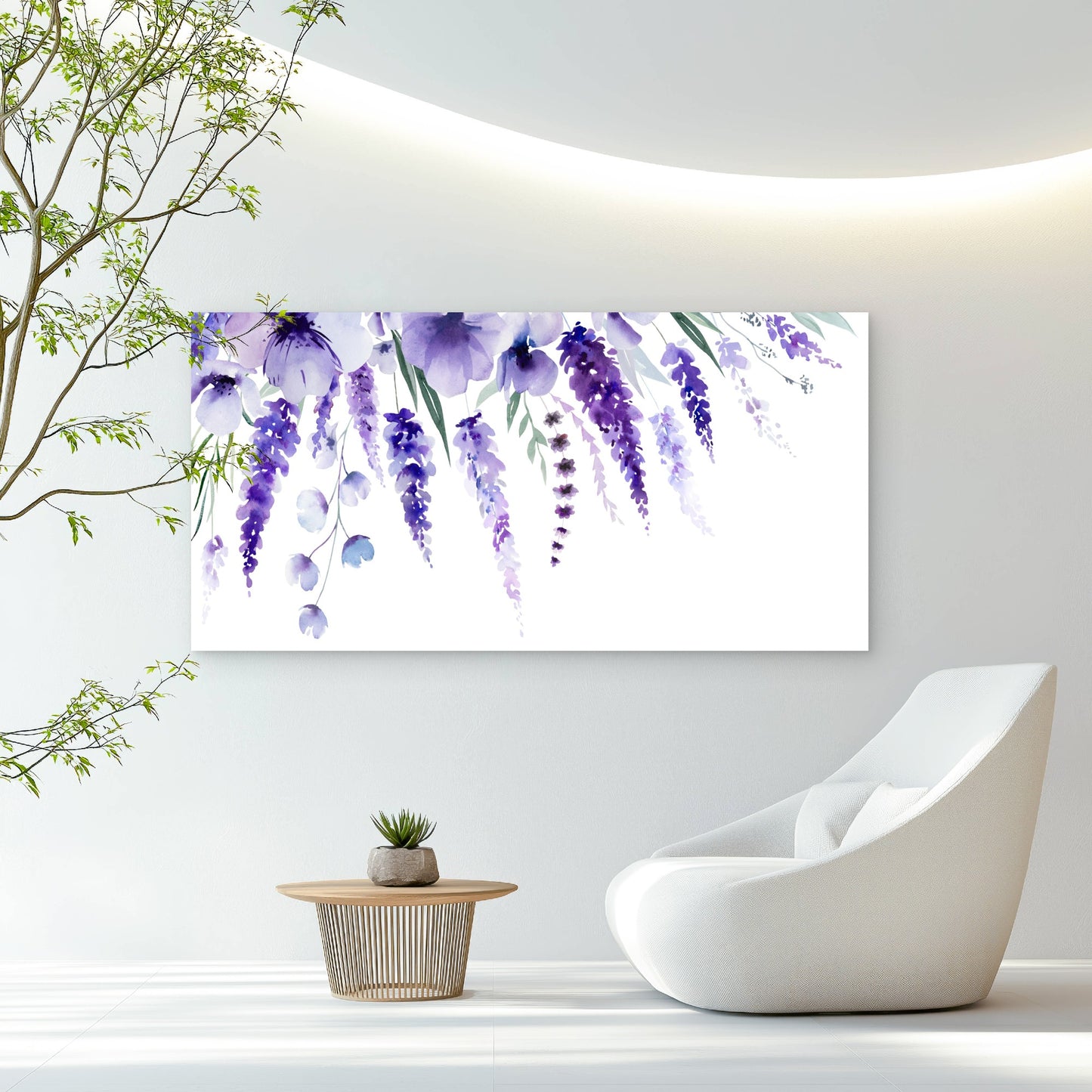 Lavender Watercolor Floral Art Wall Art Canvas Office Home Room Framed 120x60cm - Bella Home Decor