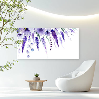 Lavender Watercolor Floral Art Wall Art Canvas Office Home Room Framed 120x60cm - Bella Home Decor
