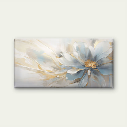 Abstract Blue Gold Floral Blossom Wall Art Canvas Office Home Framed 120x60cm