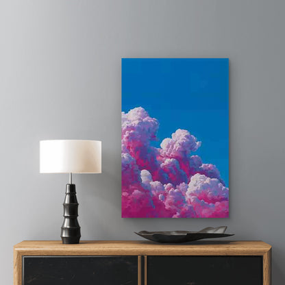 Dreamy Pink Clouds and Blue Sky 60x90cm Metal Print Ready to Hang - Bella Home Decor