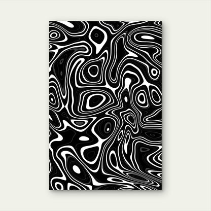 Abstract Black and White Wavy Lines Pattern 40x60cm Metal Print Ready to Hang
