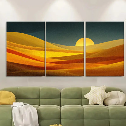 3pcs Modern Sun Abstract Desert Oil Painting Wall Art Set Canvas Framed 40x60cm - High Quality Print 100% Australian Made Wall Canvas Ready to Hang