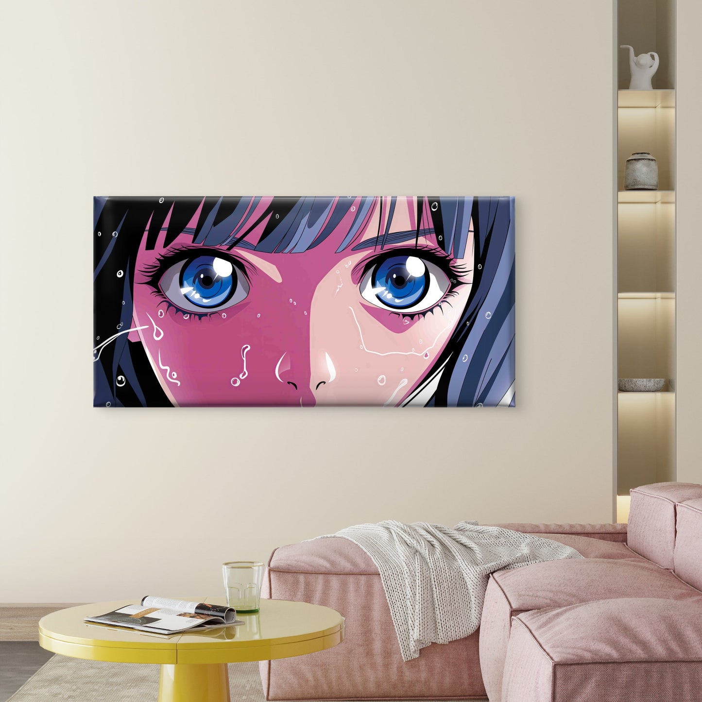 Face of a Young Anime Girl Wall Art Canvas Office Home Room Framed 120x60cm - Bella Home Decor