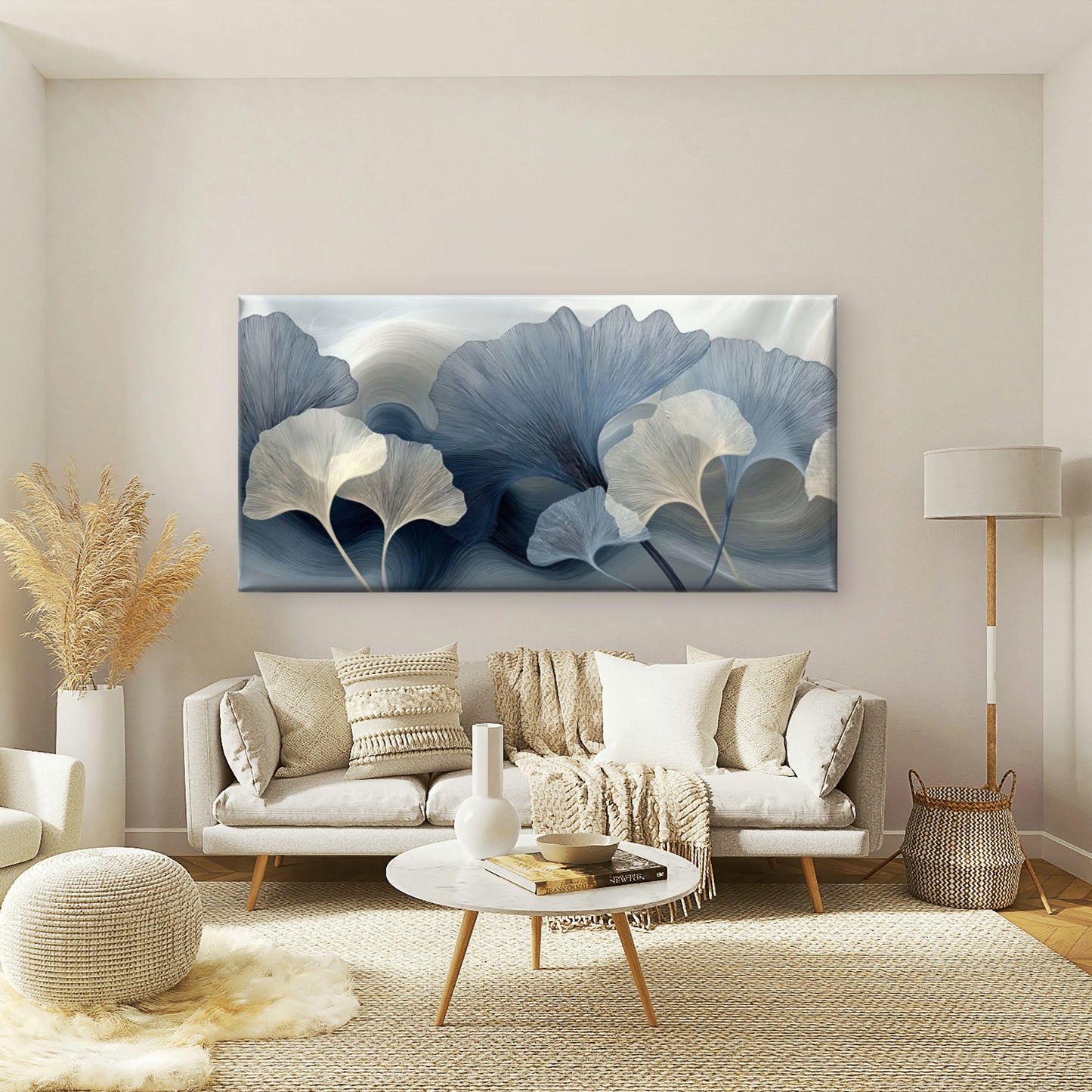 Jacobean Design & Silver Line Wall Art Canvas Office Home Room Framed 120x60cm