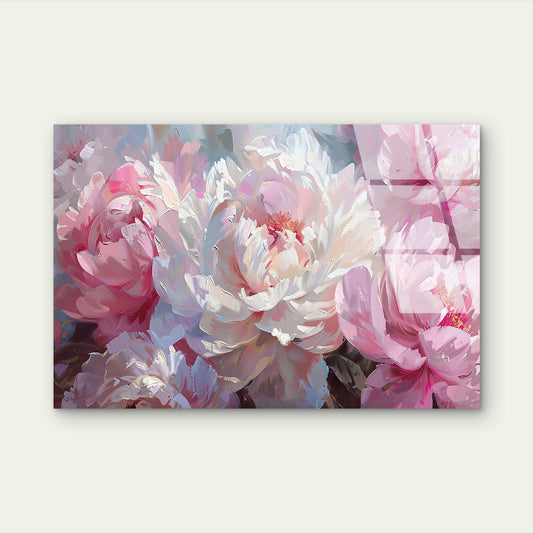 Blush Pink Peonies Floral Acrylic Glass Printing Wall Art Australian Made Quality