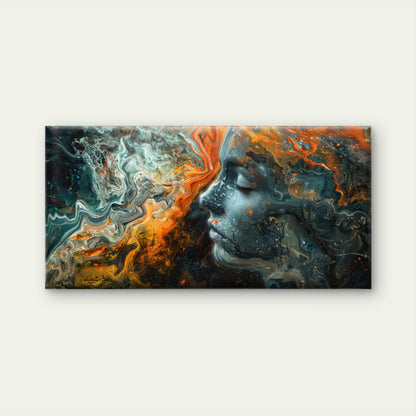 woman's face blending vibrant Wall Art Canvas Office Home Room Framed 120x60cm