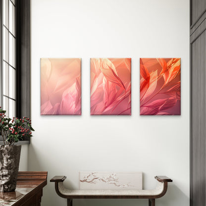 3pcs Pink Orange Soft Luxury Botanical Leaves Wall Art Set Canvas Framed 40x60cm - High Quality Print 100% Australian Made Wall Canvas Ready to Hang