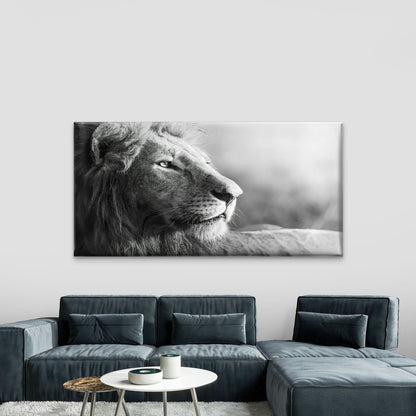 Black & White Majestic Lion Wall Art Canvas Office Home Room Framed 120x60cm