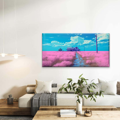 The Isolated Pink Farmstead Wall Art Canvas Office Home Room Framed 120x60cm - Bella Home Decor