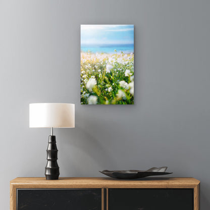 Coastal White Wildflower Ocean Meadow 40x60cm Metal Print Ready to Hang