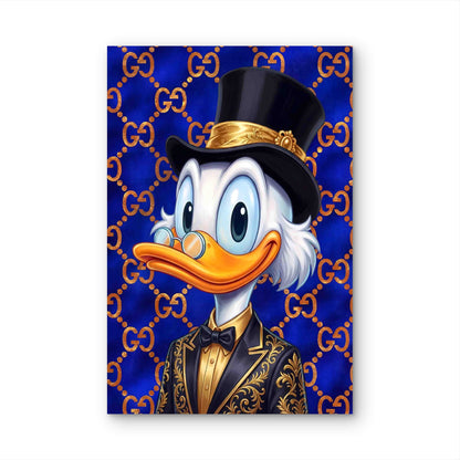 Luxury Gold Monogram Wealth Duck Top Hat Tuxed 40x60cm Metal Print Ready to Hang