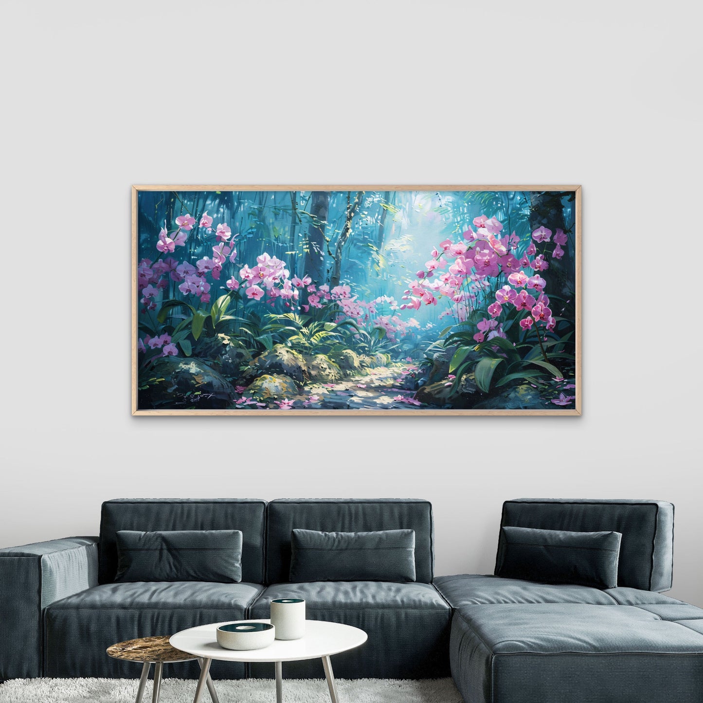 Sunlight In Enchanted Forest Wall Art Canvas Office Home Room Framed 120x60cm