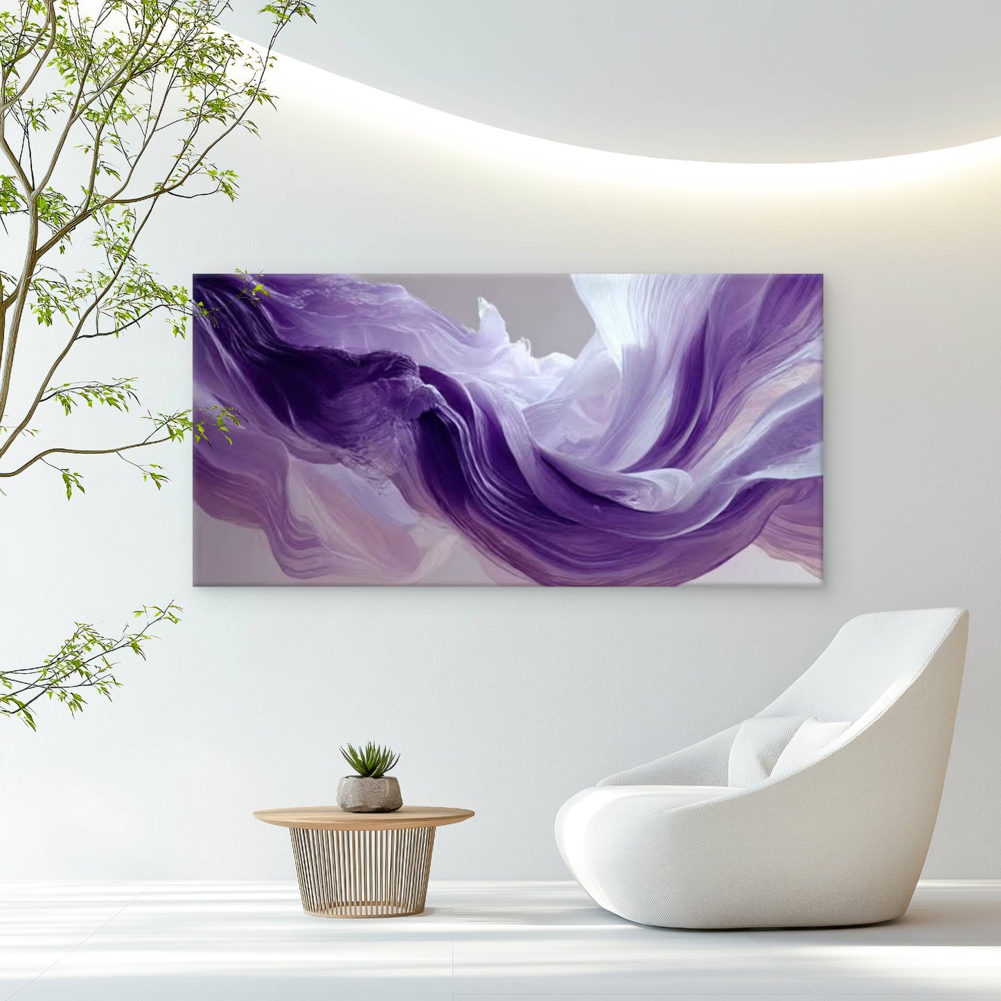 Purple & White Marbled Abstract Wall Art Canvas Office Home Room Framed 120x60cm