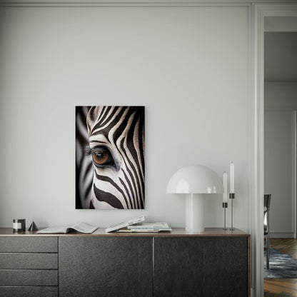 Zebra'S Gaze, Oil Painting Metal Print Ready to Hang - Bella Home Decor