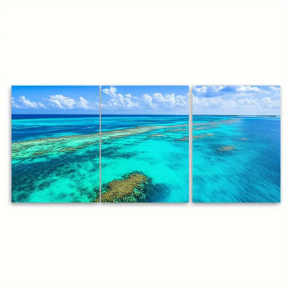 3pcs Belize Barrier Reef Belize Coast Print Metal Print Ready to Hang Art - Bella Home Decor