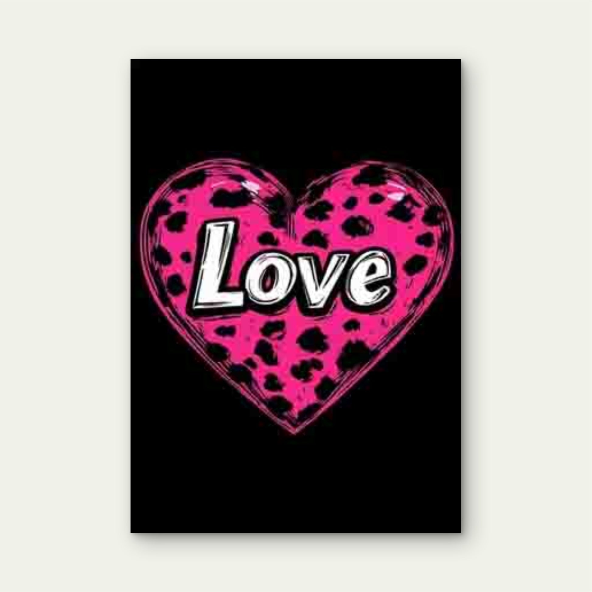 Black & Pink Glossy LOVE Lettering Metal Print Ready to Hang - Bella Home Decor