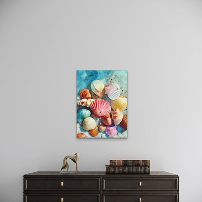Watercolor Beach Sea Shells 60x90cm Metal Print Ready to Hang