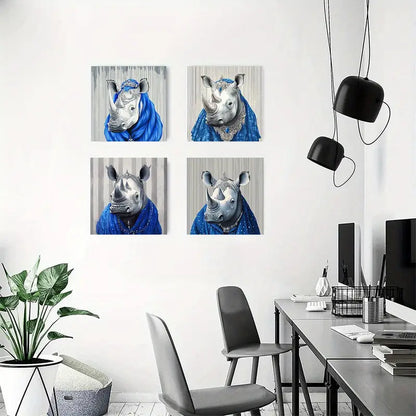 4pcs Blue Rhin Ready to Hang RT Wall Art Canvas Framed