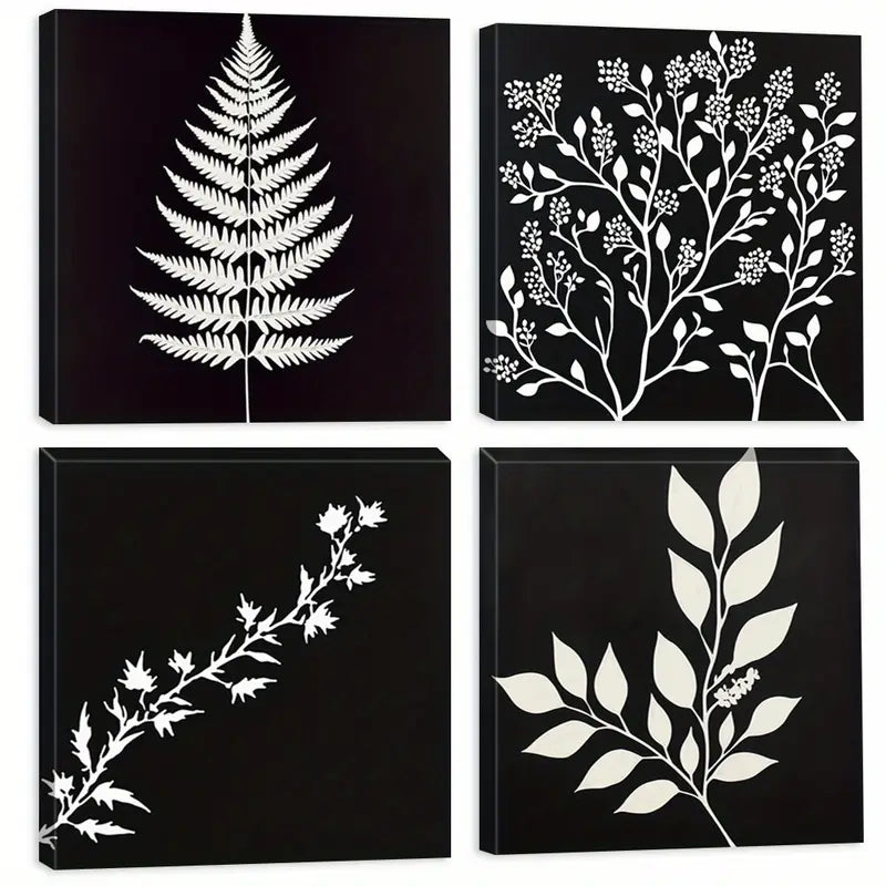 4pcs Minimalist Paintings, Natural Forms  Wall Art Canvas Framed