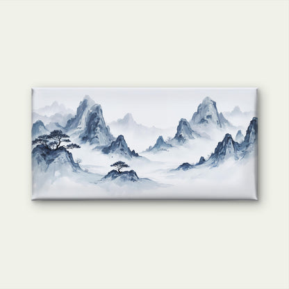 Misty Ink Mountain Landscape Wall Art Canvas Office Home Room Framed 120x60cm - Bella Home Decor