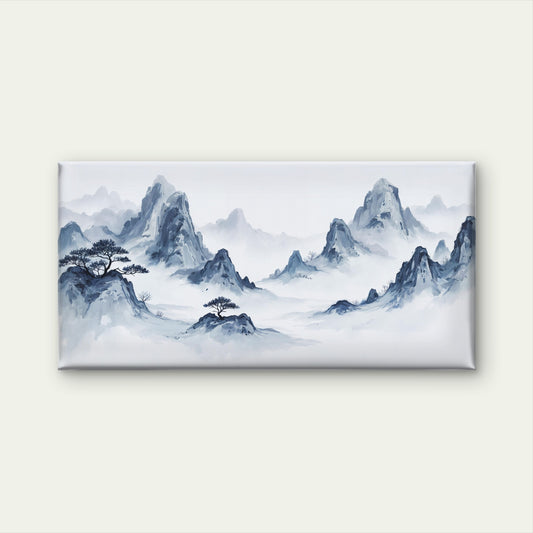 Misty Ink Mountain Landscape Wall Art Canvas Office Home Room Framed 120x60cm