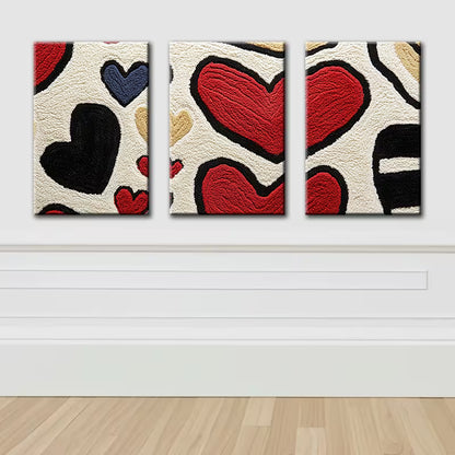 3pcs Red and black love Illustration Wall Art Set Canvas Framed 40x60cm - High Quality Print 100% Australian Made Wall Canvas Ready to Hang