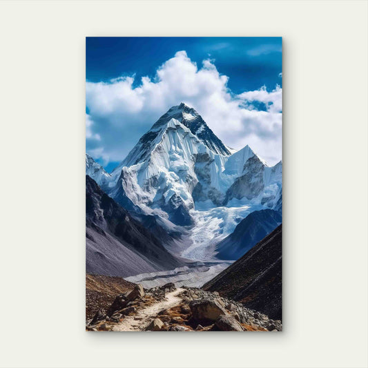 Mount Everest From Rocky Ground 40x60cm Metal Print Ready to Hang