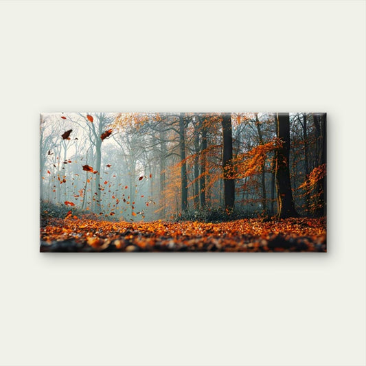Forest Orange Yellow Leaves Wall Art Canvas Office Home Room Framed 120x60cm