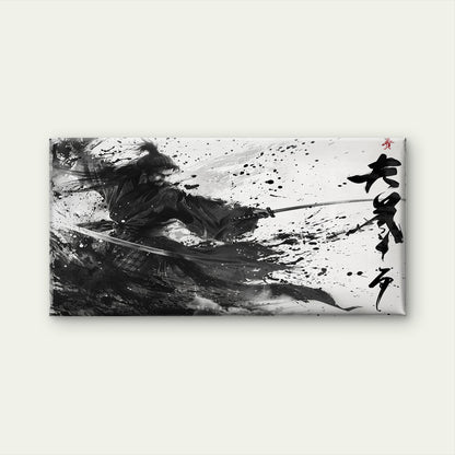 Dynamic Japanese Warrior I Wall Art Canvas Office Home Room Framed 120x60cm