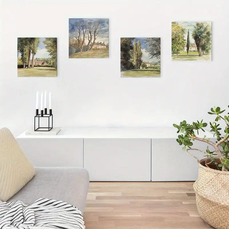 4pcs Kensington Gardens Watercolor GW  Wall Art Canvas Framed