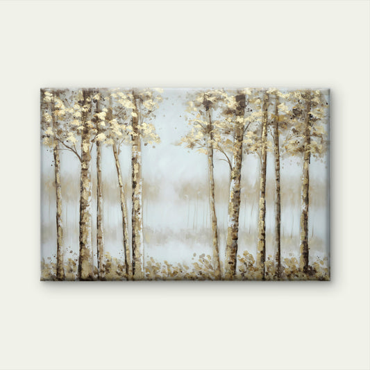 Neutral Colored Golden Trees in Forest Wall Art Decor 100% Australian Made