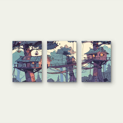 3pcs Jungle Landscape Cartoon Metal Print Ready to Hang Art - Bella Home Decor
