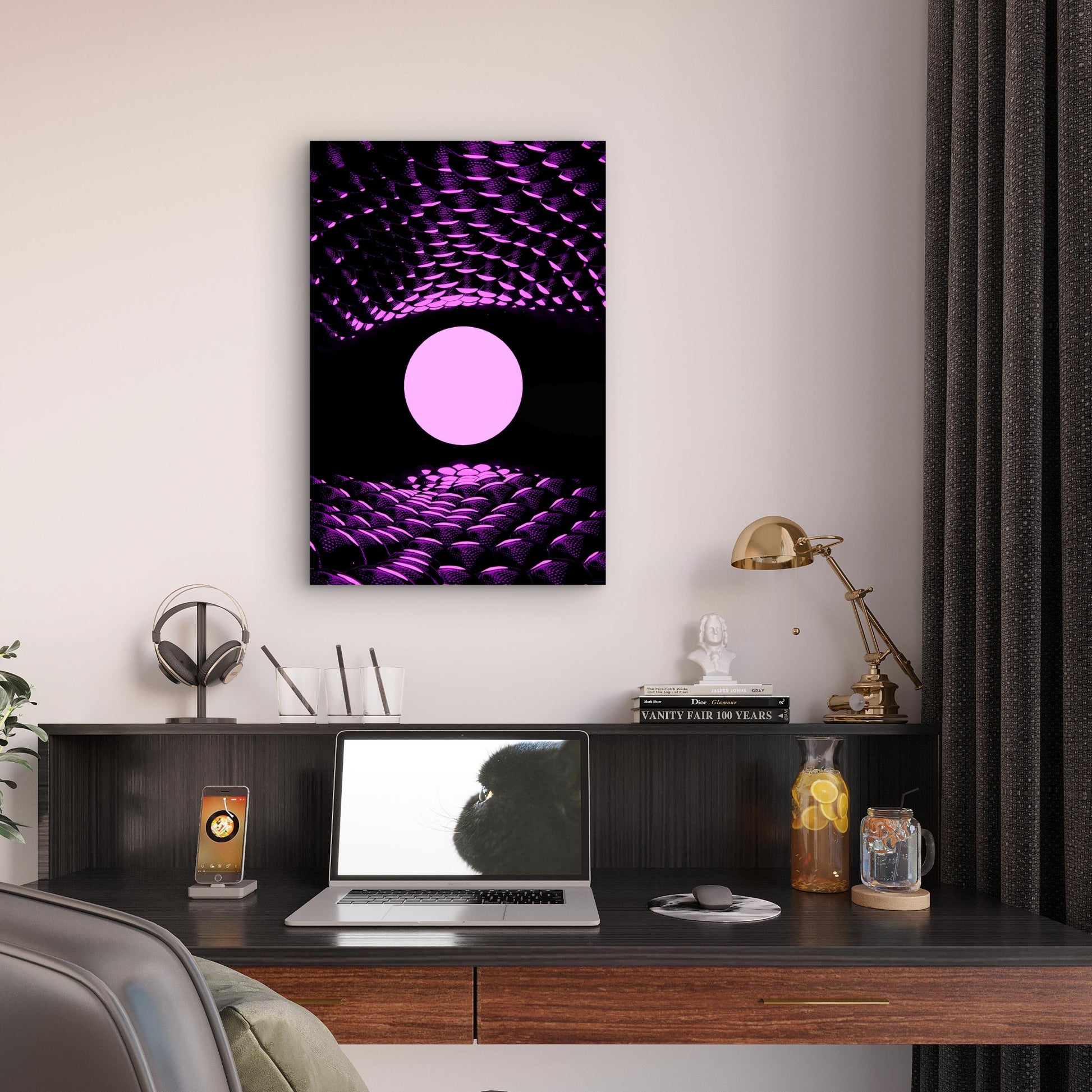 Abstract Neon Ball Parametric 60x90cm Metal Print Ready to Hang
