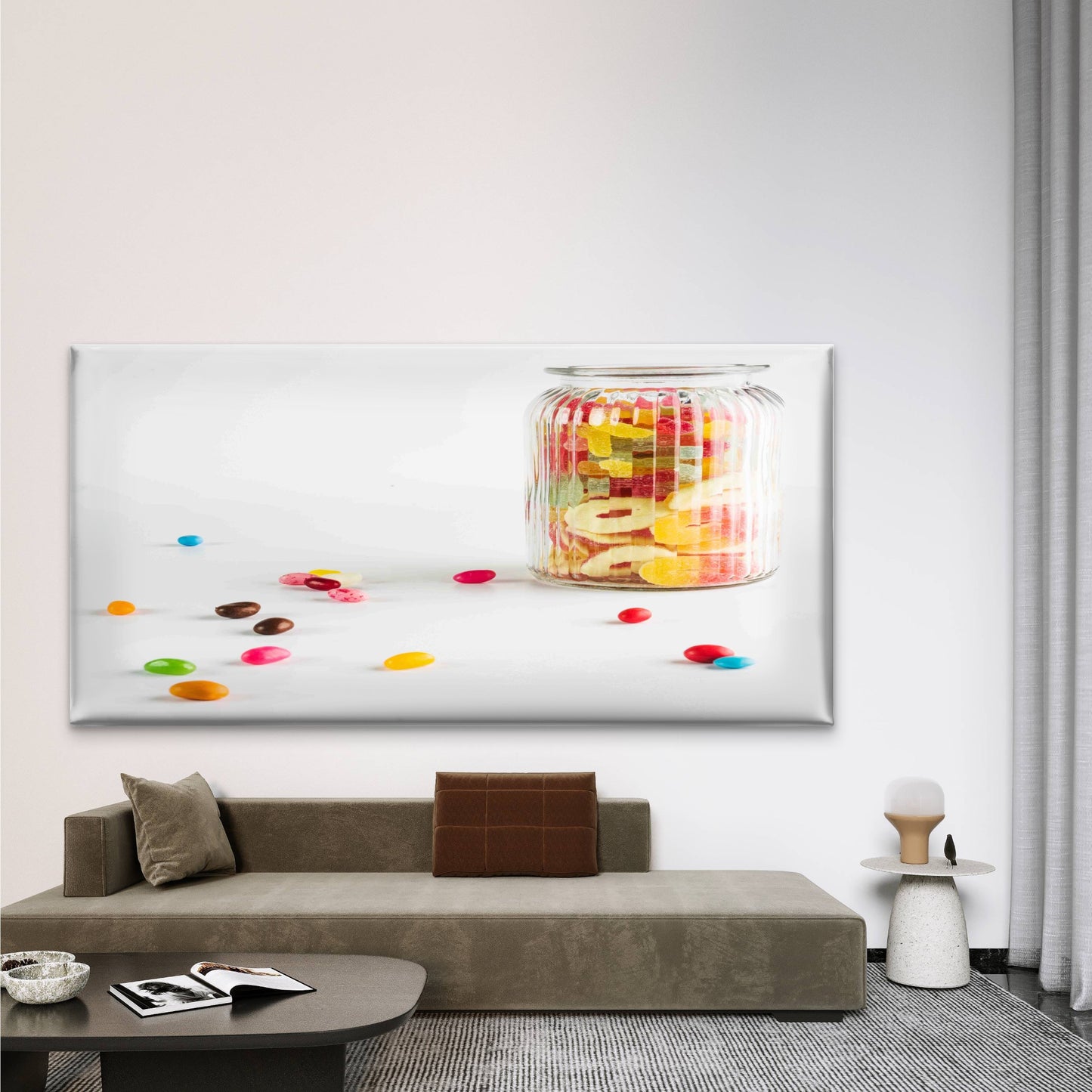Vintage Glass Jar With Candies Wall Art Canvas Office Home Room Framed 120x60cm